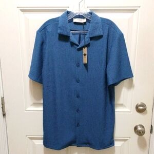 Cove Men's Casual Blue Button Down Shirt, Size S
